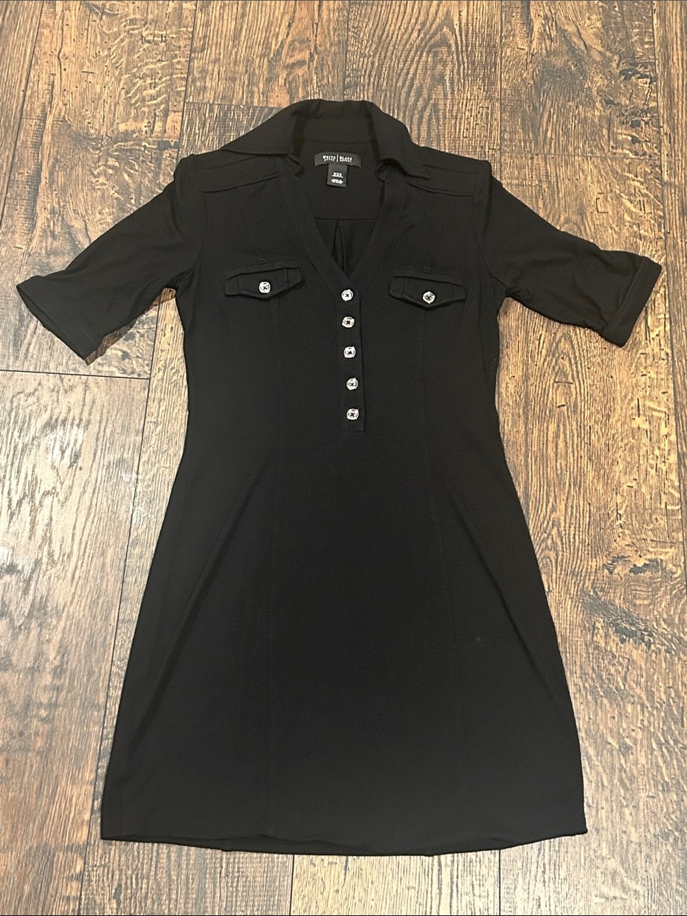 White House Black Market Black Short-Sleeve Button Polo Dress